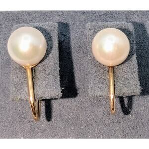 Antique 14k Gold Approximately 7mm Cultured Pearl Screw Back Earrings 1.9g